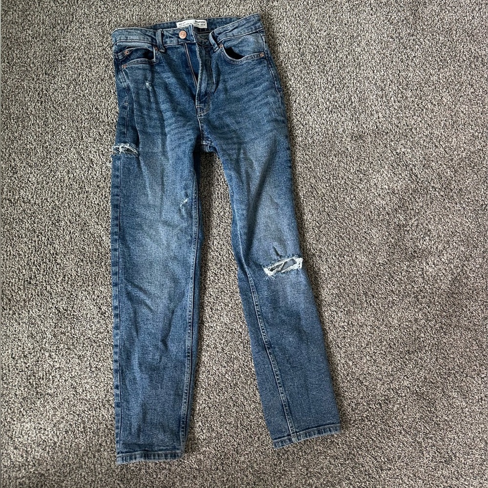 Asks slim fit high rise straight jeans